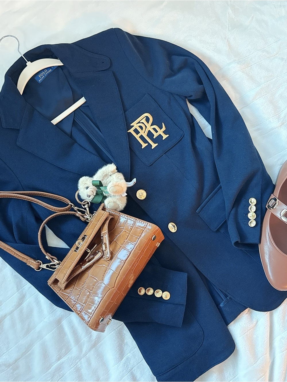 Ralph Lauren Navy Blazer with Gold-Tone Crest and Buttons